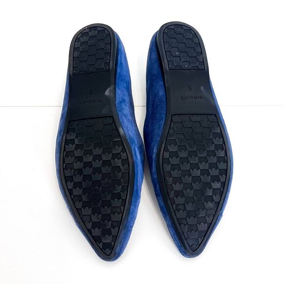 Birdies Suede Womens Ballet Flats Shoes Size 6 Blue Pointed Toe Slip On Leather - Picture 5 of 10